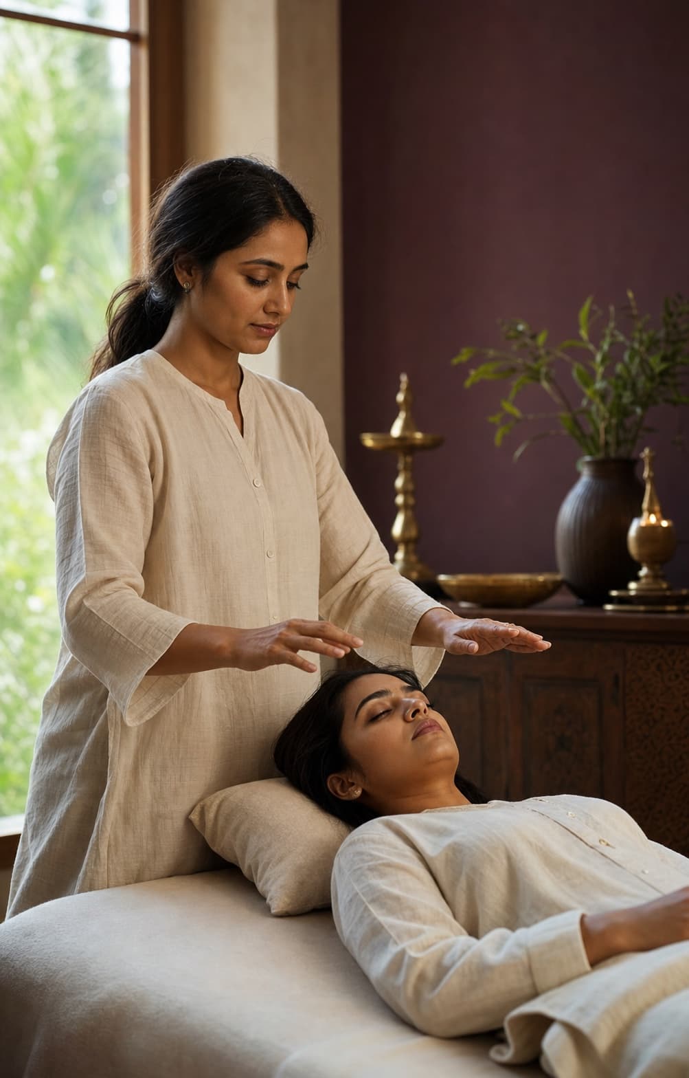 A respectful hands-off Reiki learning session in a calm studio